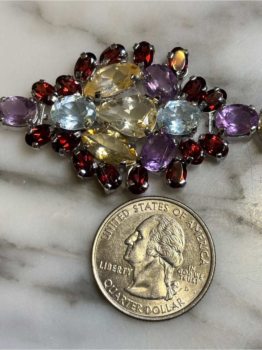 Sterling silver bracelet with various gemstones - Picture 11 of 12